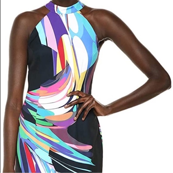 Trina Turk Majestic Multicolor Halter Bodycon Knee Dress,Exclt. Condition,Size 6 - Picture 8 of 10